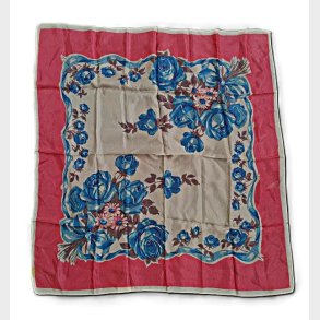 Vintage t�rkl�de med bl� roser og lyser�d kant